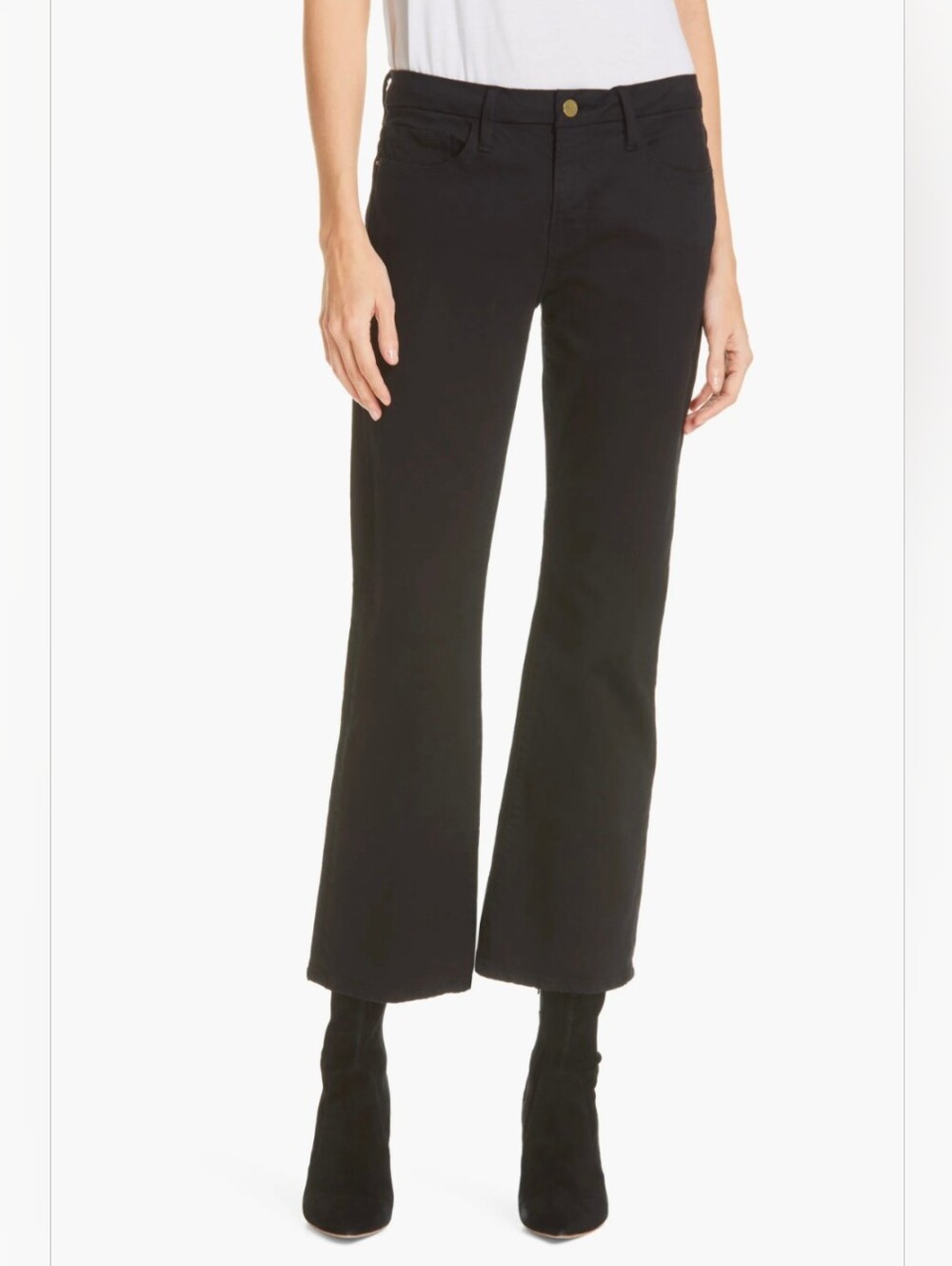 FRAME Le Crop Mini Boot Jeans Film Noir Black Size 25